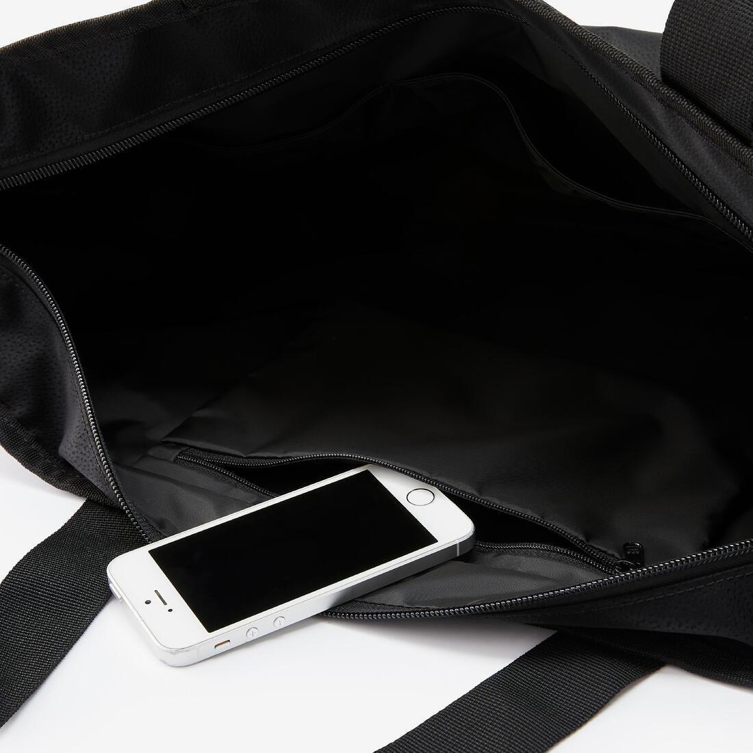 Leather Look Sport Tote Bag - 25 L, Black, No Color, large image number 4