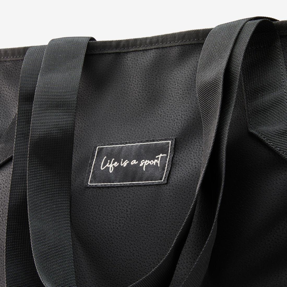 Leather Look Sport Tote Bag - 25 L, Black, No Color, large image number 5