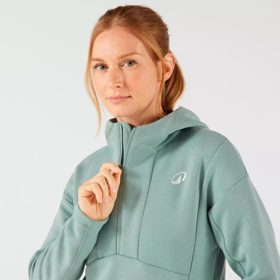 Women Zip-Up Tennis Hoodie, Green, No Color, large image number 5