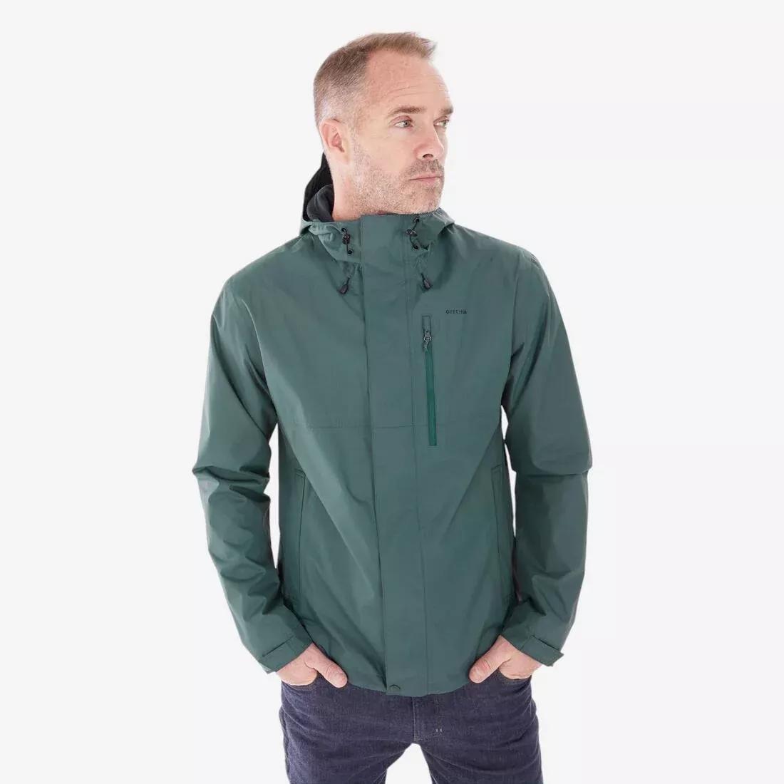 Men Waterproof Hiking Jacket - NH500, Green, No Color, large image number 0