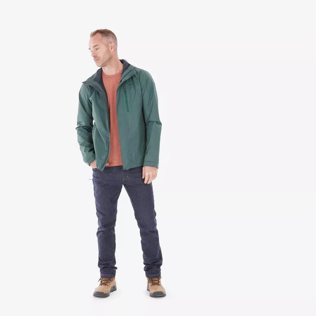 Men Waterproof Hiking Jacket - NH500, Green, No Color, large image number 6