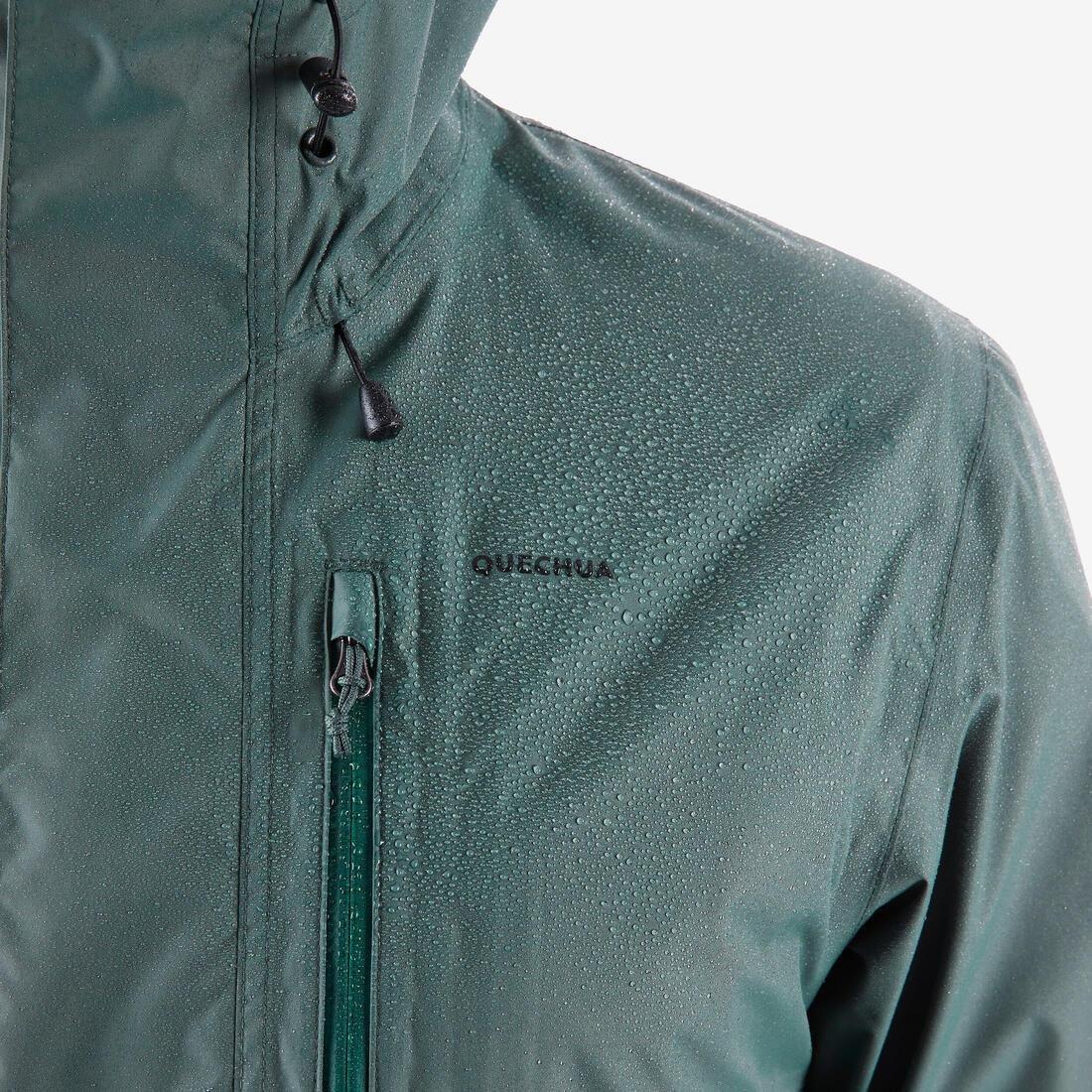 Men Waterproof Hiking Jacket - NH500, Green, No Color, large image number 9