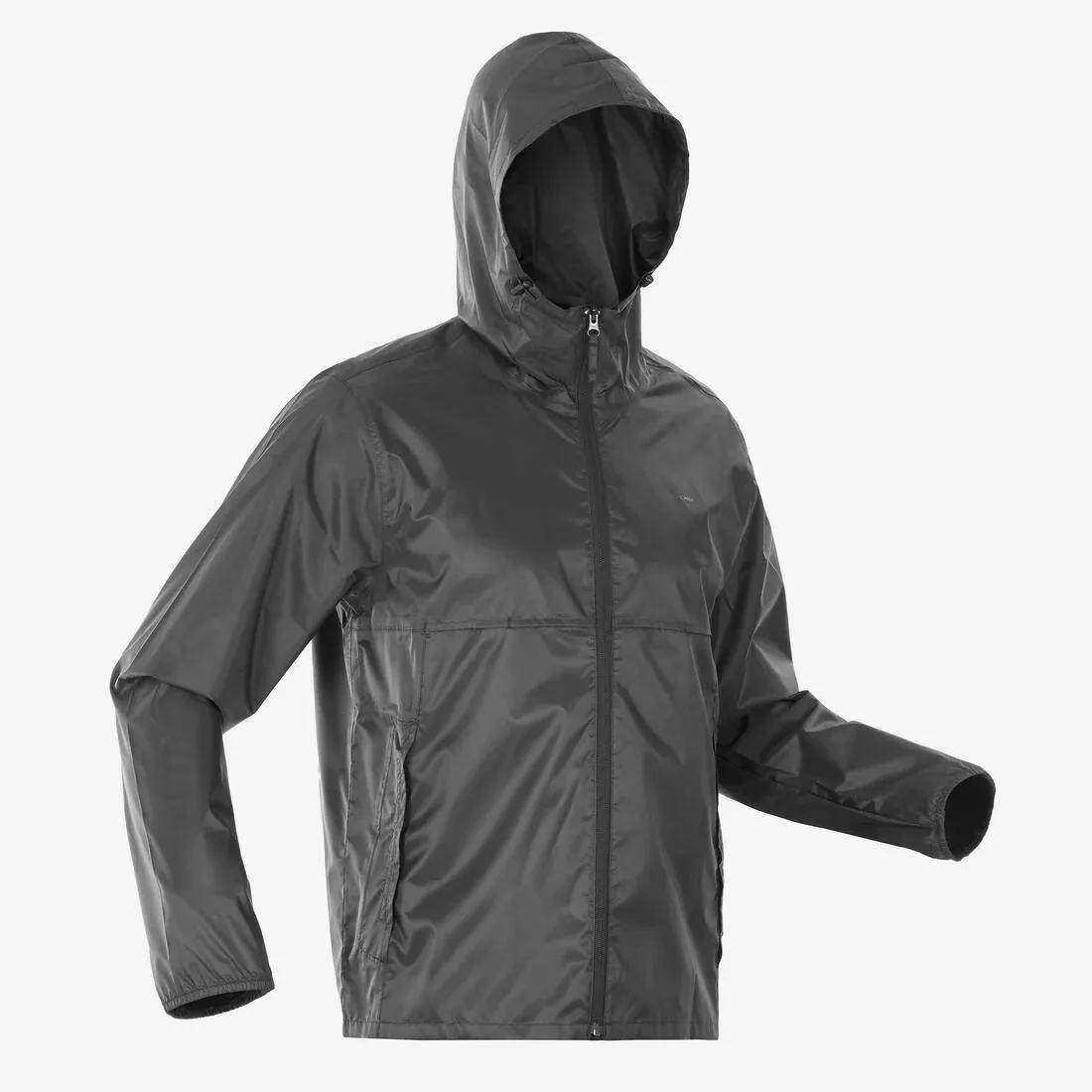 Men Windproof And Waterproof Hiking Jacket - Raincut Full Zip, Black, No Color, medium