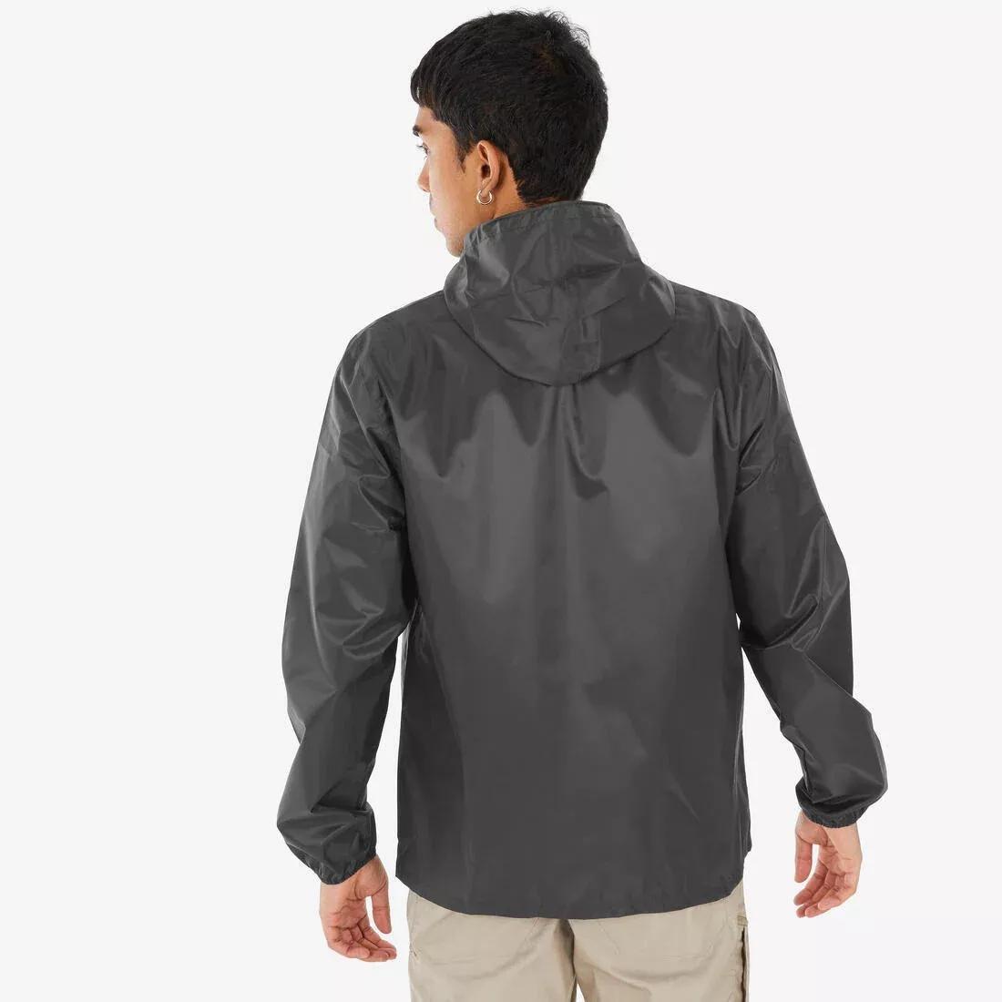 Men Windproof And Waterproof Hiking Jacket - Raincut Full Zip, Black, No Color, large image number 6