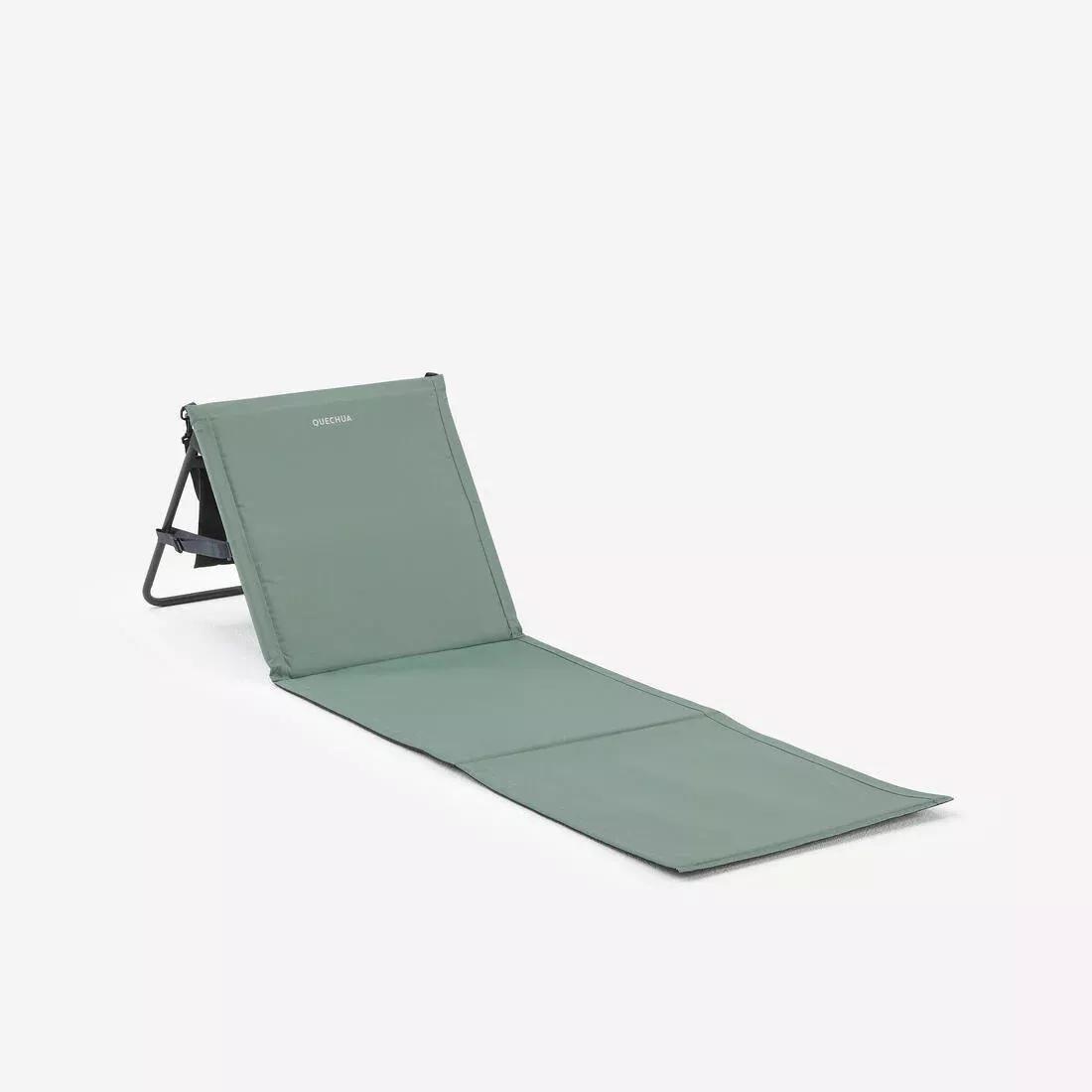 EUCALYPTUS GREEN Fold-down camping and beach mat, with reclining backrest, No Color, medium