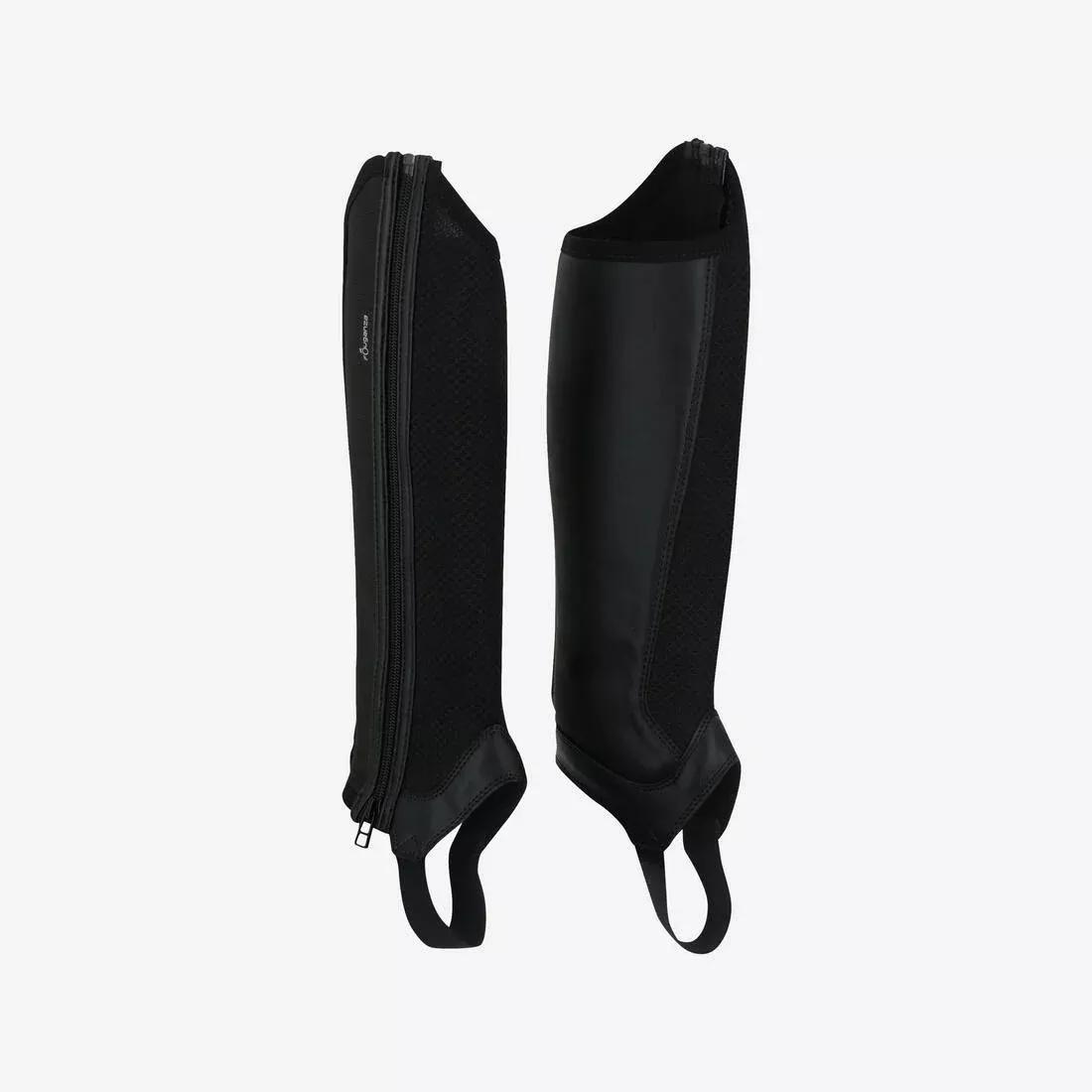 Kids Unisex Horse Riding Mesh Half Chaps - 100, Black, , large image number 0