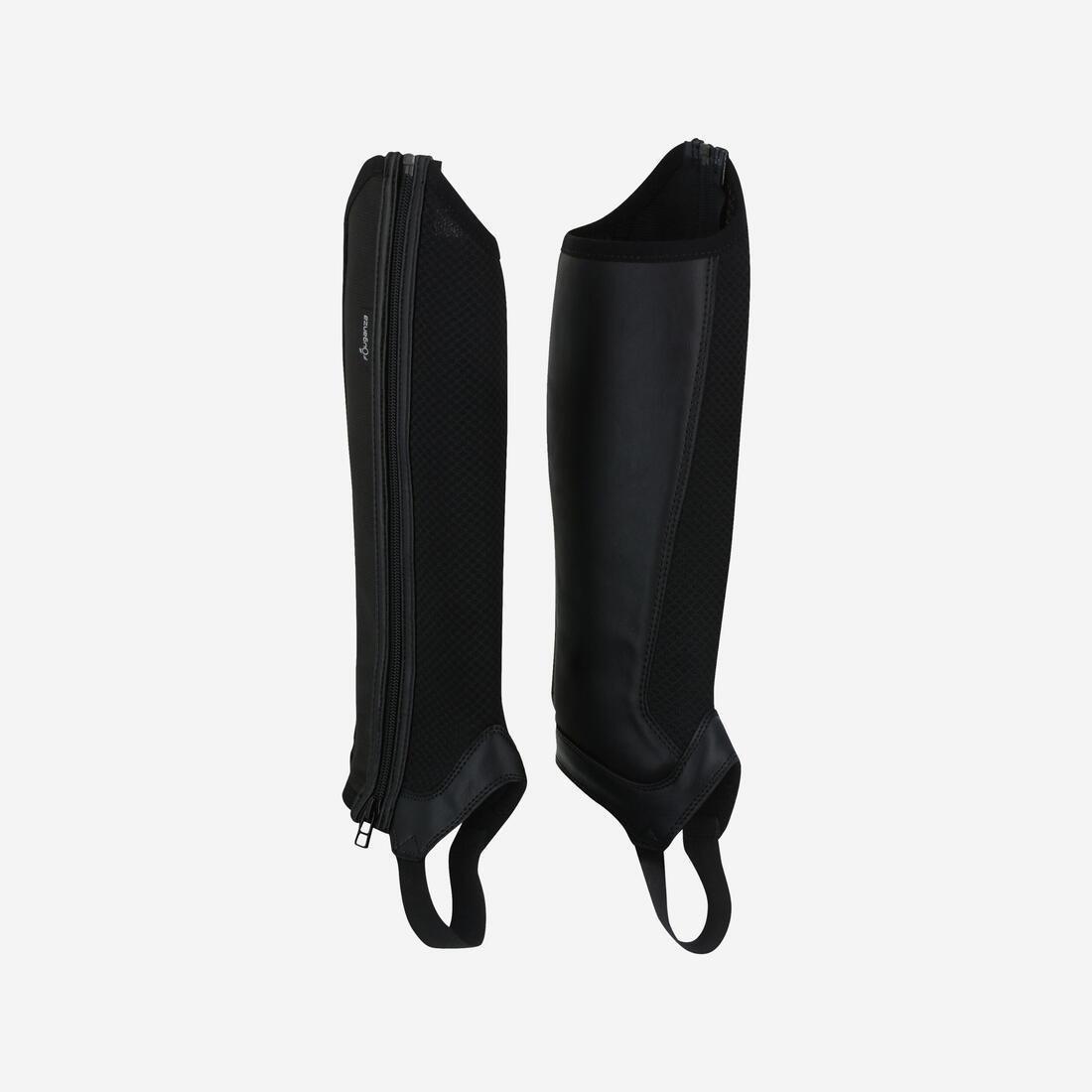 Kids Unisex Horse Riding Mesh Half Chaps - 100, Black, No Color, large image number 4