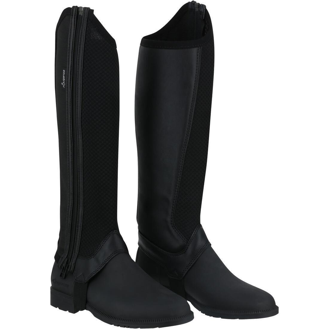 Kids Unisex Horse Riding Mesh Half Chaps - 100, Black, No Color, large image number 5