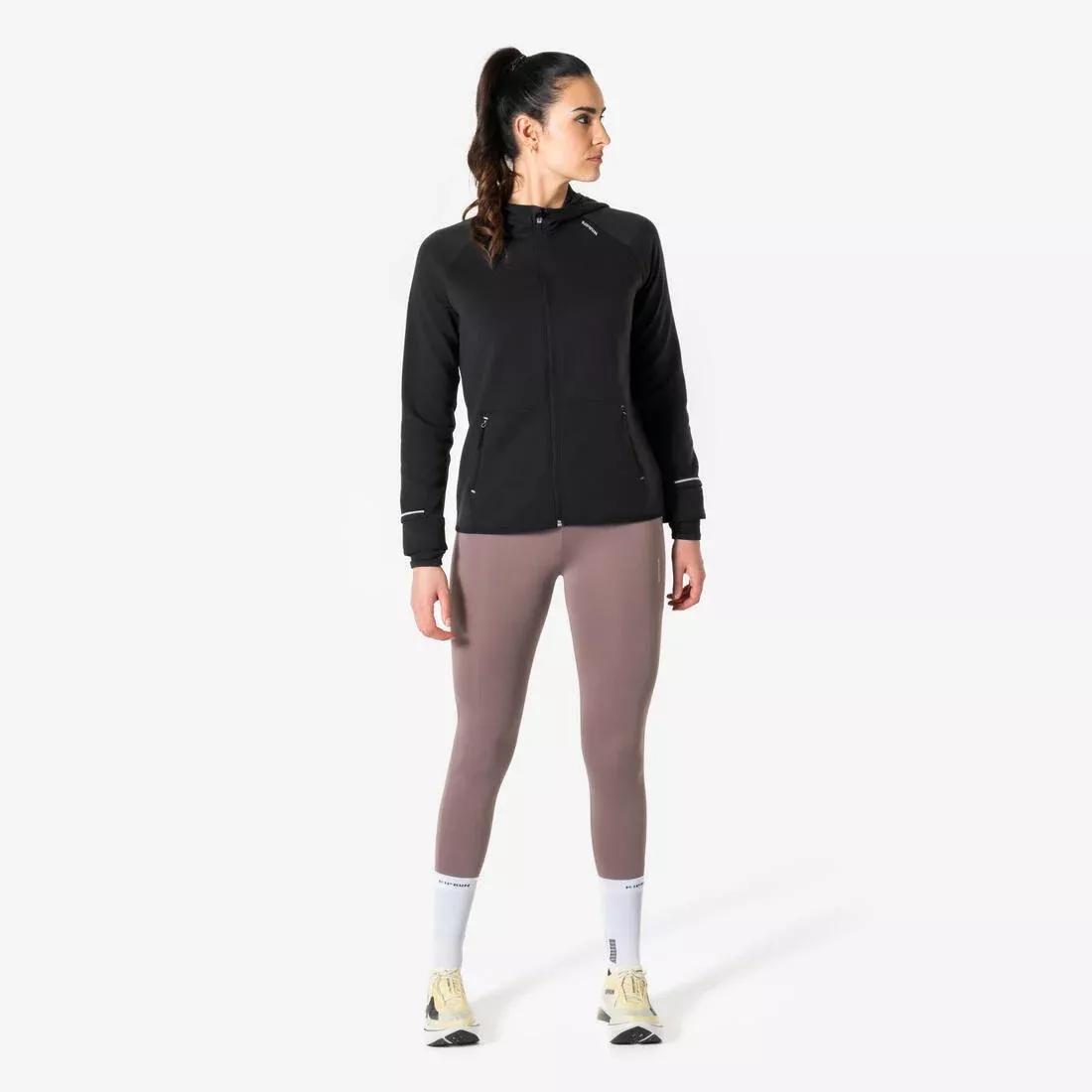 Women Warm Running Jacket - Kiprun Run 500 Warm, Black, No Color, medium