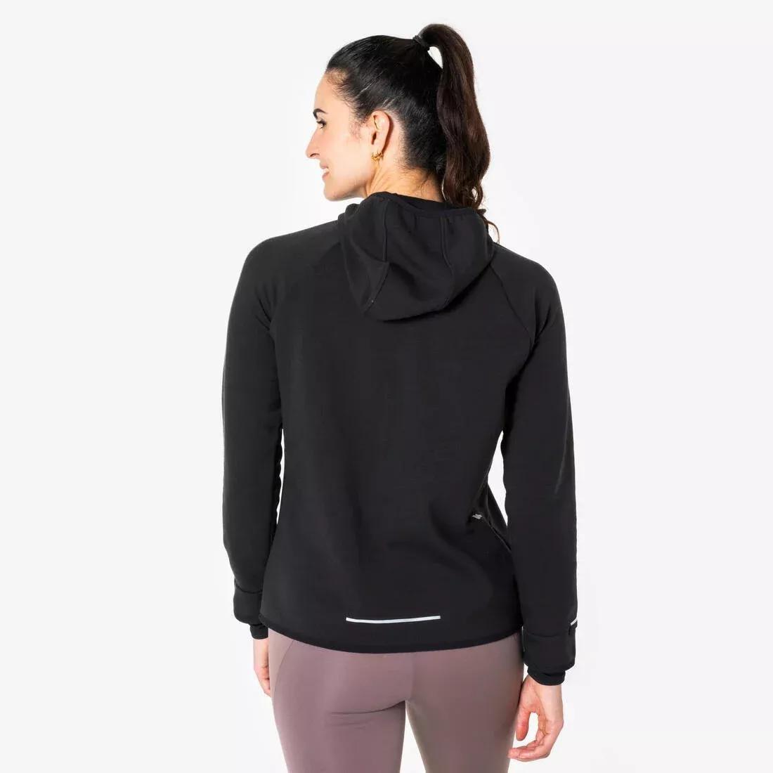 Women Warm Running Jacket - Kiprun Run 500 Warm, Black, No Color, medium