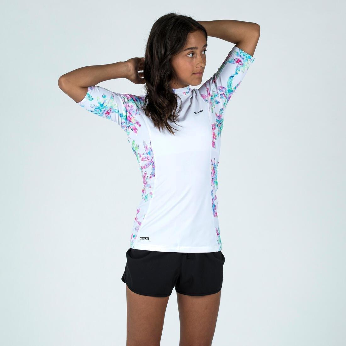 Kids Girls Short Sleeve Sun Top, Multicolour, , medium