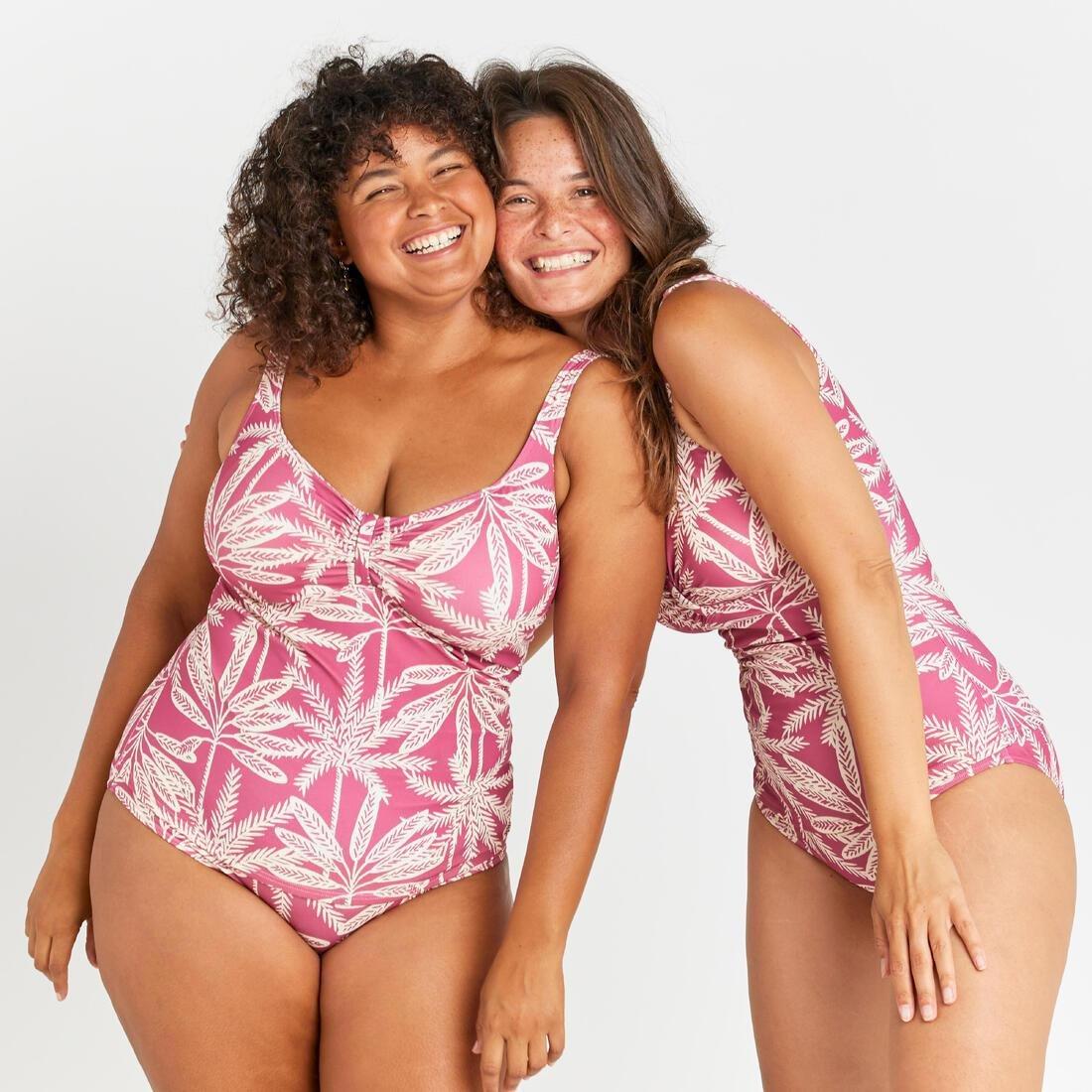 Women 1-Piece Body-Sculpting Swimsuit, Pink, No Color, large image number 6