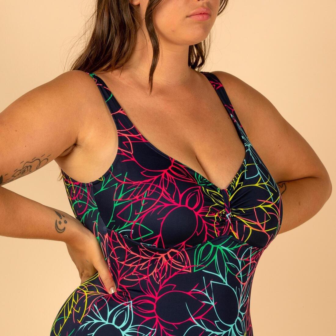 Women 1-Piece Body-Sculpting Swimsuit, Pink, No Color, large image number 11