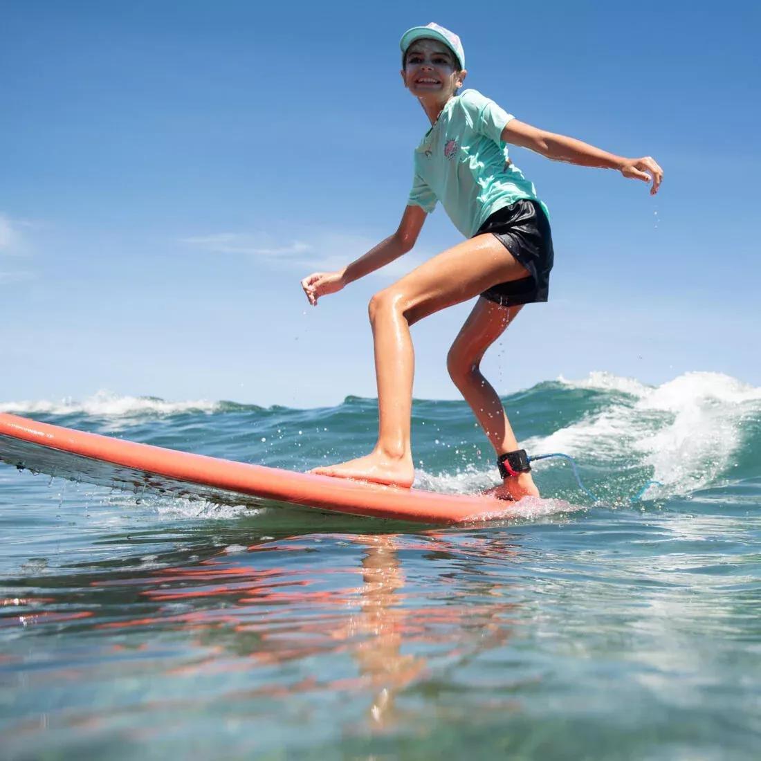 Kids' short sleeve UV-protection surf t-shirt - 100 white black skate, No Color, large image number 5