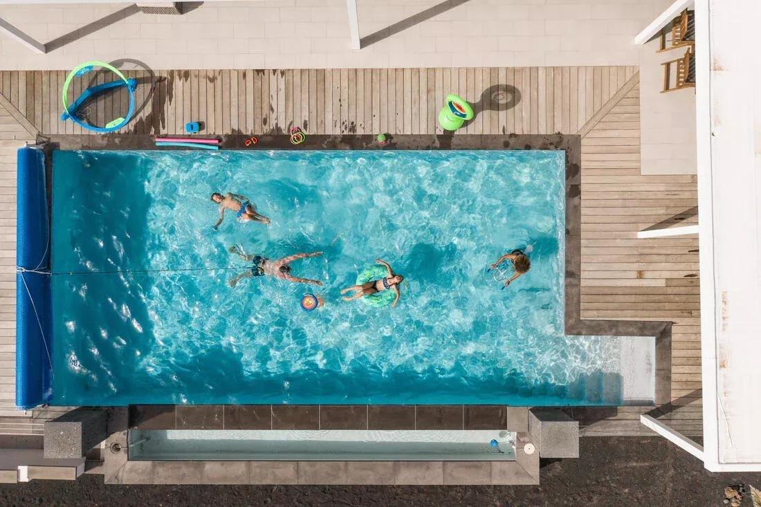 TEAL BLUE Large 92 cm inflatable printed pool ring with comfort grips, No Color, large image number 6