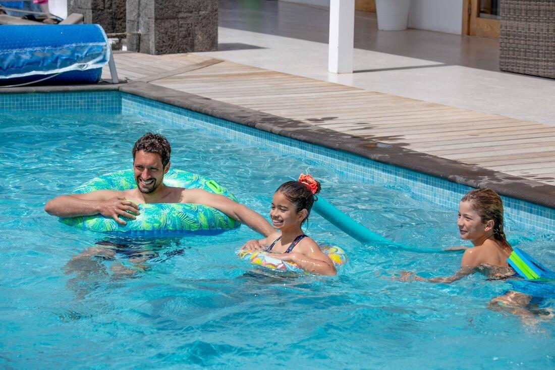 TEAL BLUE Large 92 cm inflatable printed pool ring with comfort grips, No Color, large image number 10