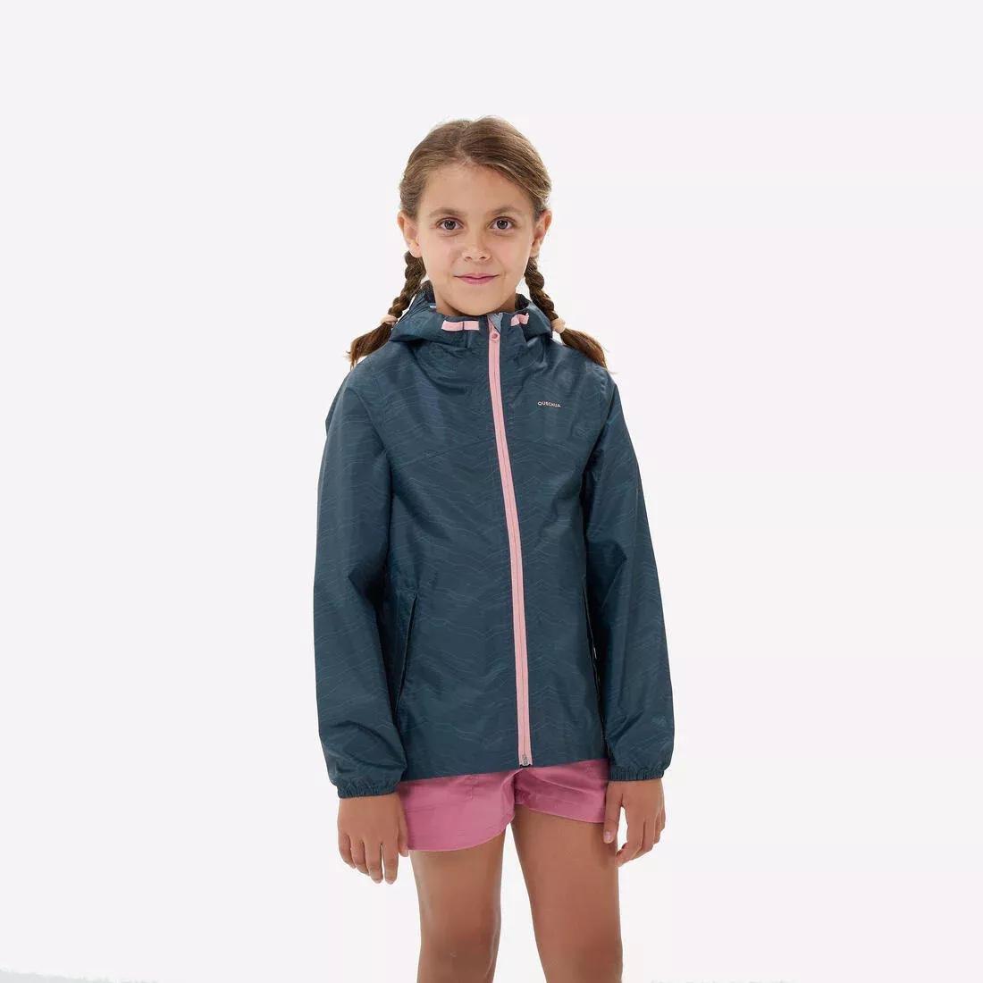 Waterproof Hiking Jacket - MH100 Zip - Child 7-15 years, Blue, No Color, large image number 0