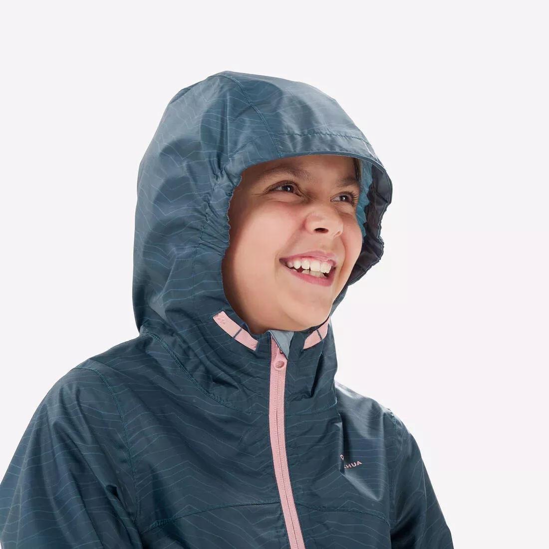 Waterproof Hiking Jacket - MH100 Zip - Child 7-15 years, Blue, No Color, large image number 4