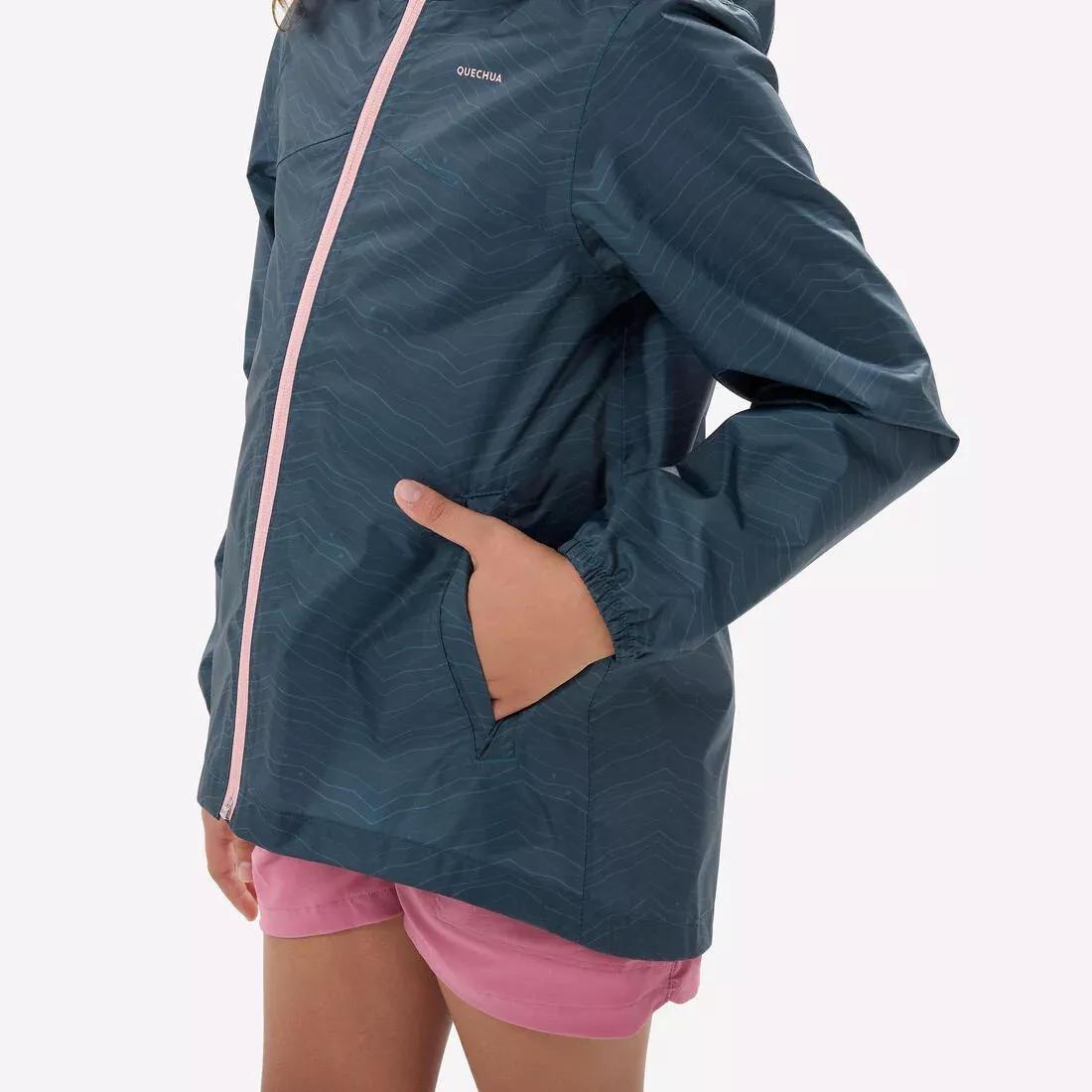 Waterproof Hiking Jacket - MH100 Zip - Child 7-15 years, Blue, No Color, large image number 5