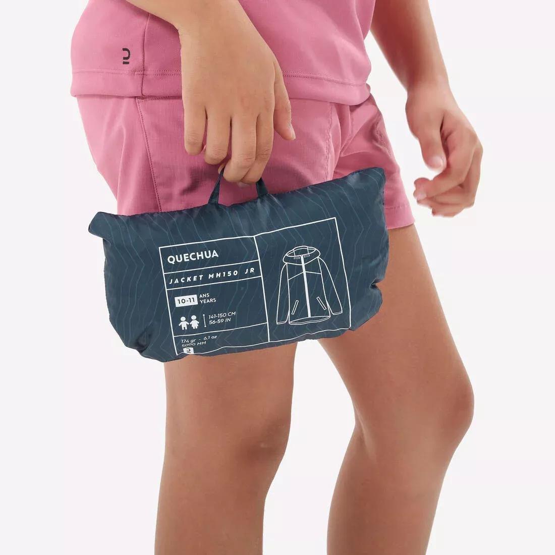 Waterproof Hiking Jacket - MH100 Zip - Child 7-15 years, Blue, No Color, large image number 6