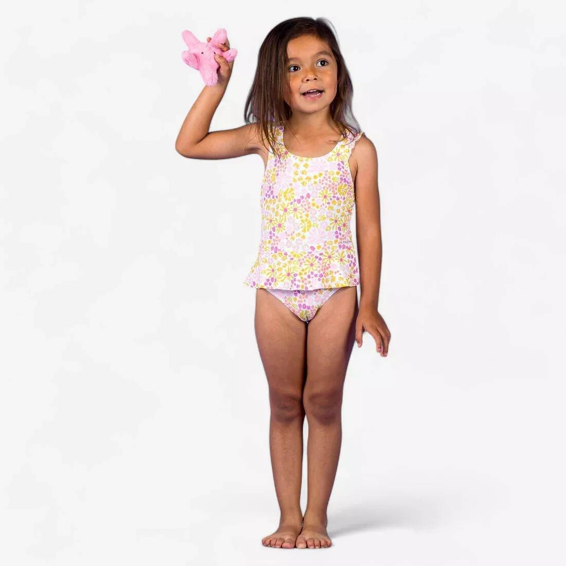 Baby Girls' 1-Piece Miniskirt Swimsuit, No Color, large image number 2