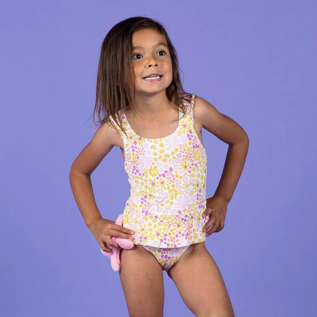 Baby Girls' 1-Piece Miniskirt Swimsuit, No Color, large image number 4