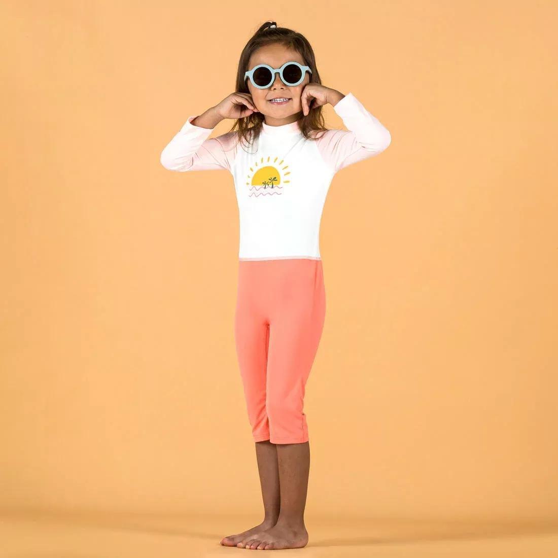 Baby/Kids Long-Sleeve UV-Protection Swimming Suit Print, Orange, No Color, large image number 3