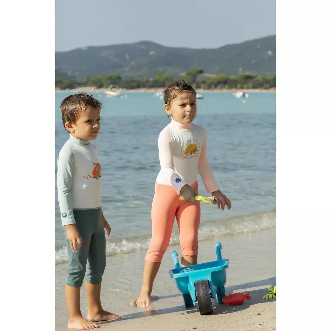 Baby/Kids Long-Sleeve UV-Protection Swimming Suit Print, Orange, No Color, large image number 8