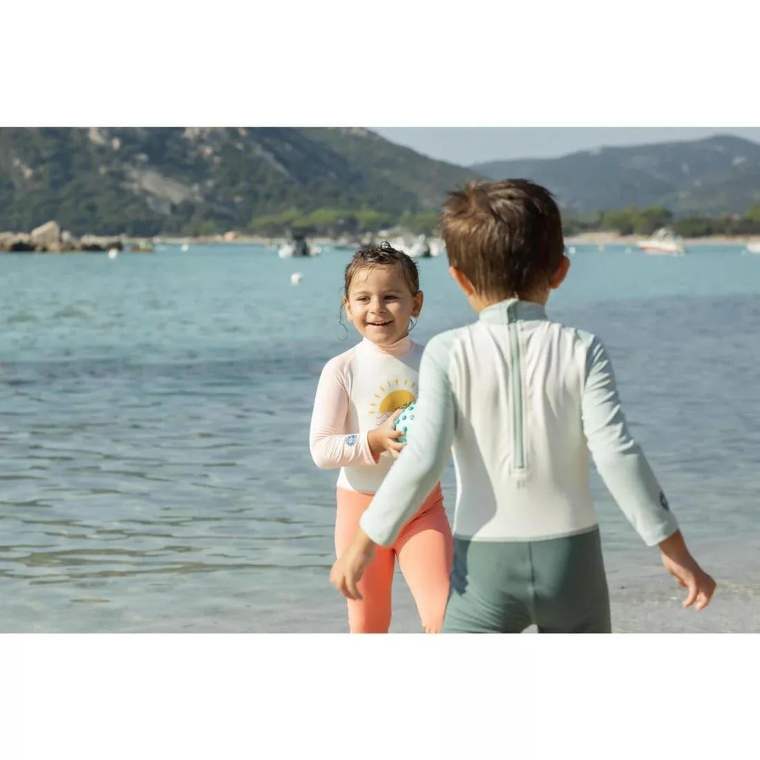 Baby/Kids Long-Sleeve UV-Protection Swimming Suit Print, Orange, No Color, large image number 9