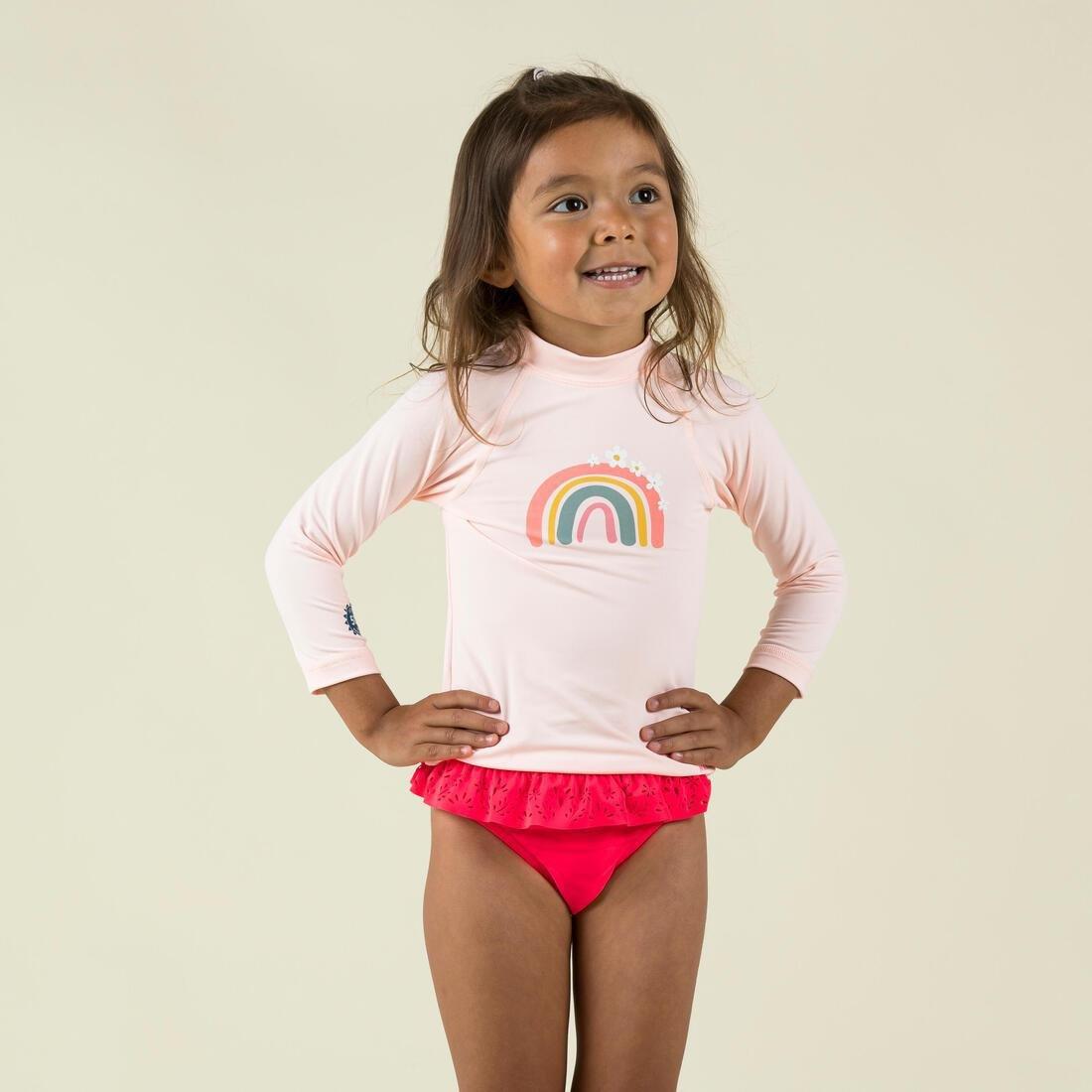 Kids Girls Long-Sleeve Uv-Protection T-Shirt, Pink, No Color, medium