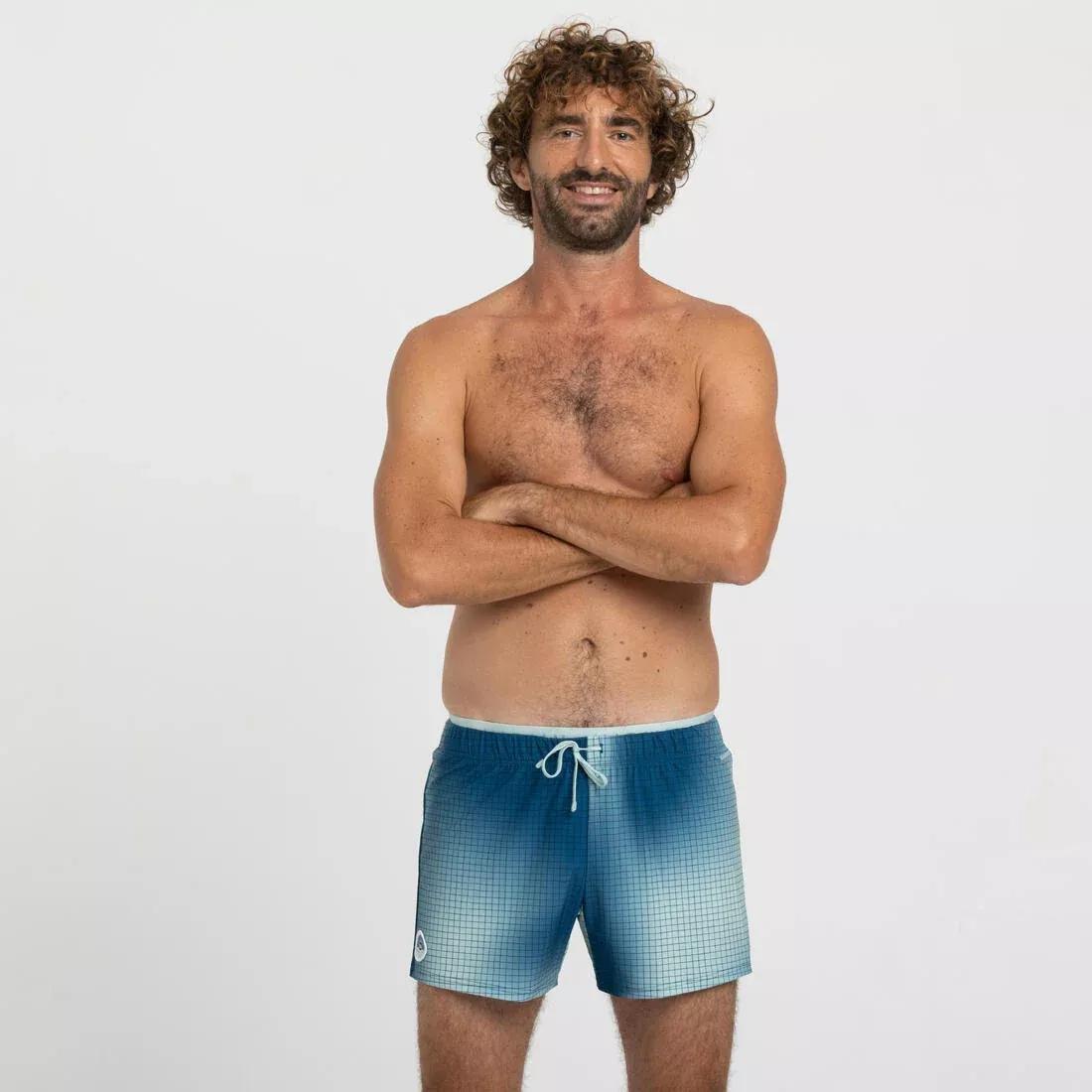 Men's short swimming shorts 100 camo blue, green, No Color, large image number 1