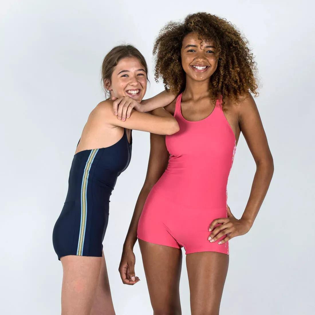 Kids Girls One-Piece Swimsuit - Vega Shorty, Blue, No Color, large image number 4