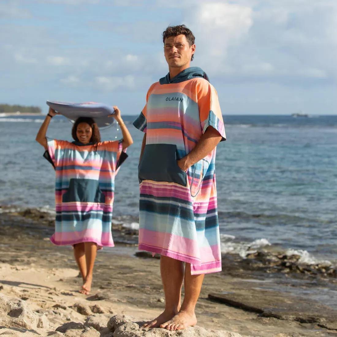 Striped Poncho, Pink, No Color, large image number 1