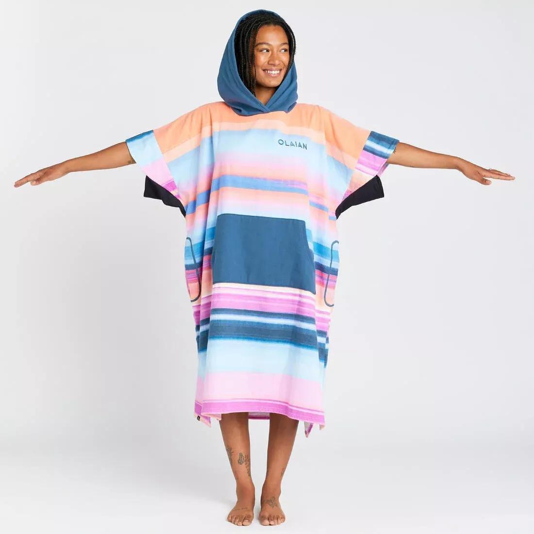 Striped Poncho, Pink, No Color, large image number 4