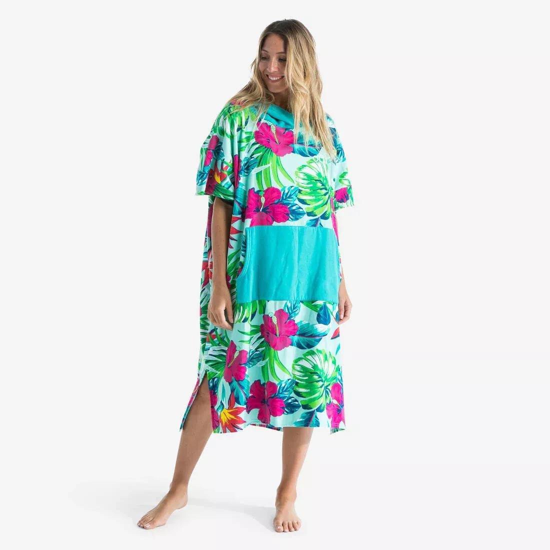 Adults Surf Beach Poncho >150 cm - 500 Sunset, Green, No Color, medium