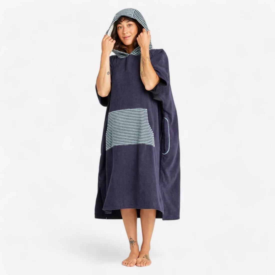 Adult surf beach poncho >150 cm - 900 Fish, Blue, No Color, large image number 0