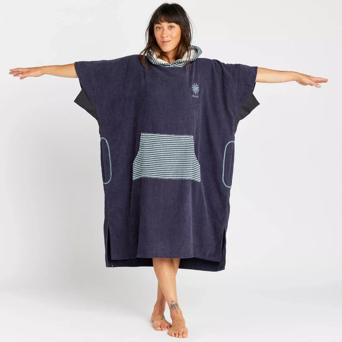 Adult surf beach poncho >150 cm - 900 Fish, Blue, No Color, large image number 1