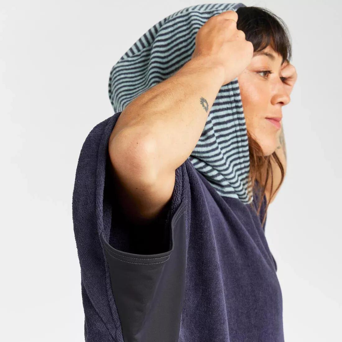 ASPHALT BLUE Adult Surf Poncho from 150 cm - 900 Fish blue grey, No Color, medium