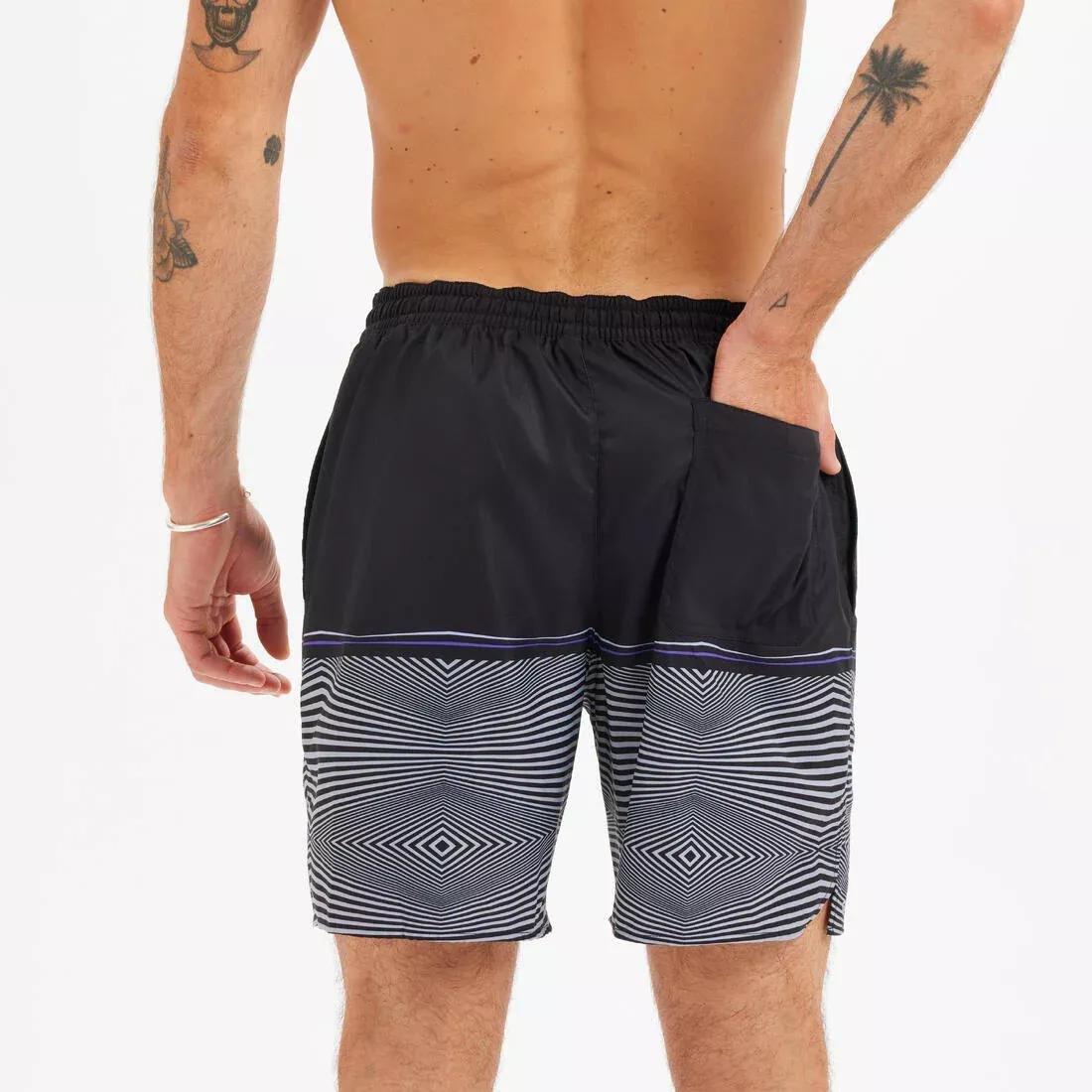 Men Boardshort Surf 100 Long, Black, No Color, large image number 11