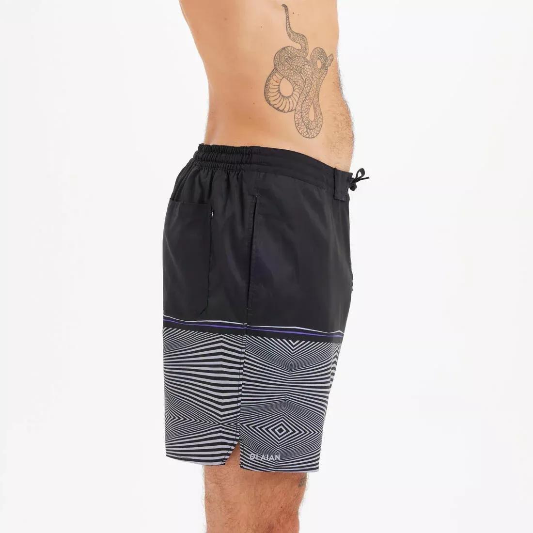 Men Boardshort Surf 100 Long, Black, No Color, large image number 12