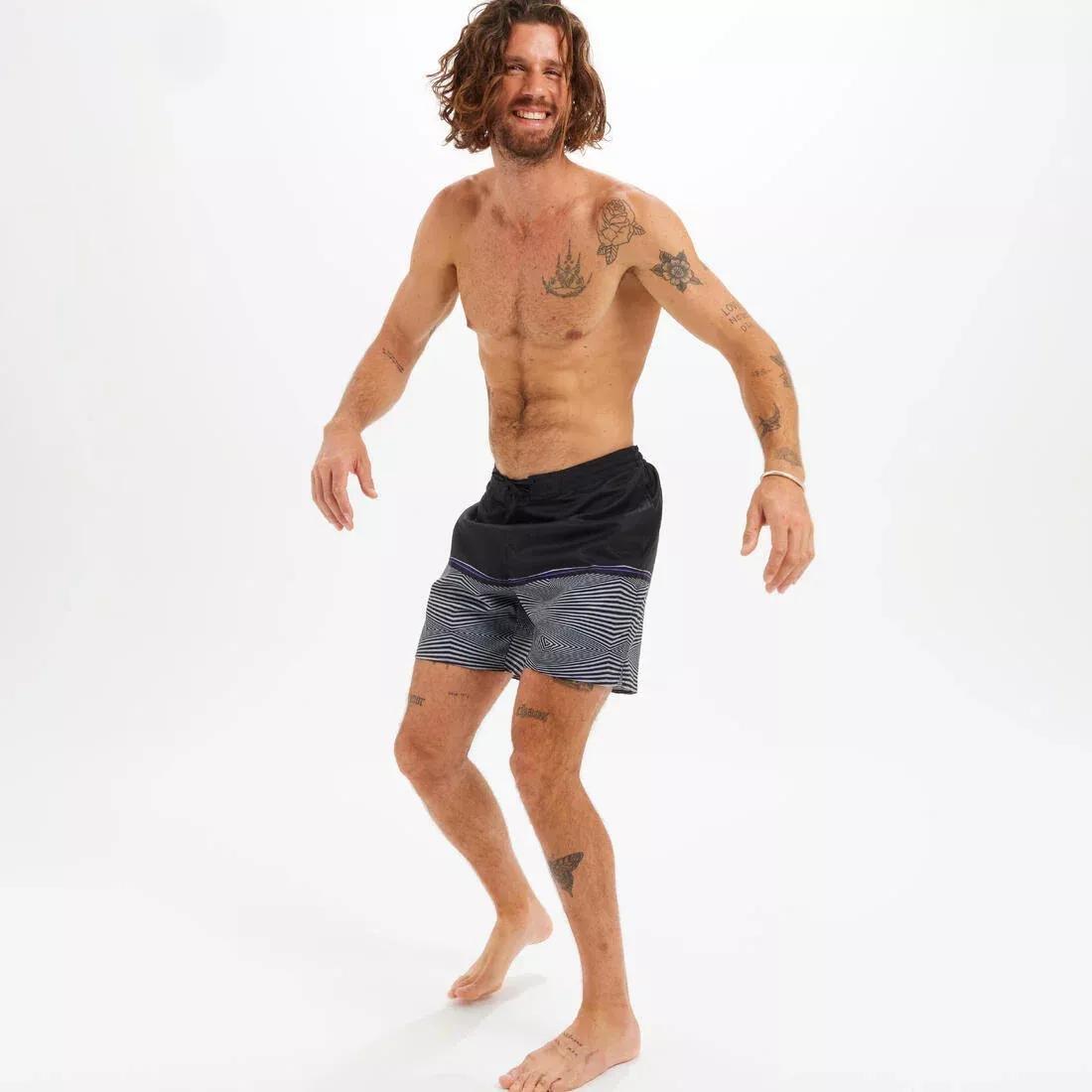 Men Boardshort Surf 100 Long, Black, No Color, large image number 14