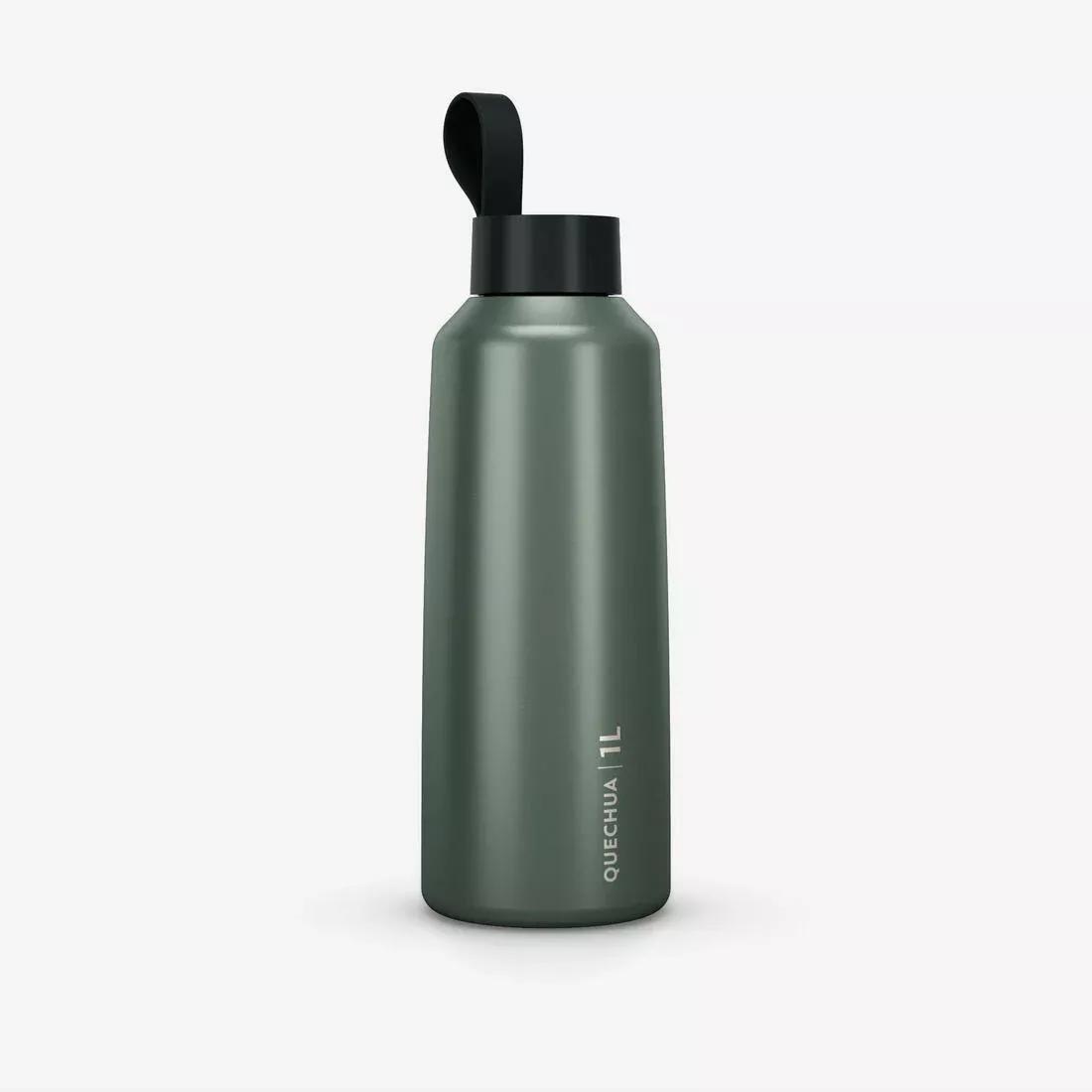 1 L Stainless Steel Water Flask 100 With Screw Cap For Hiking, Grey, No Color, large image number 0
