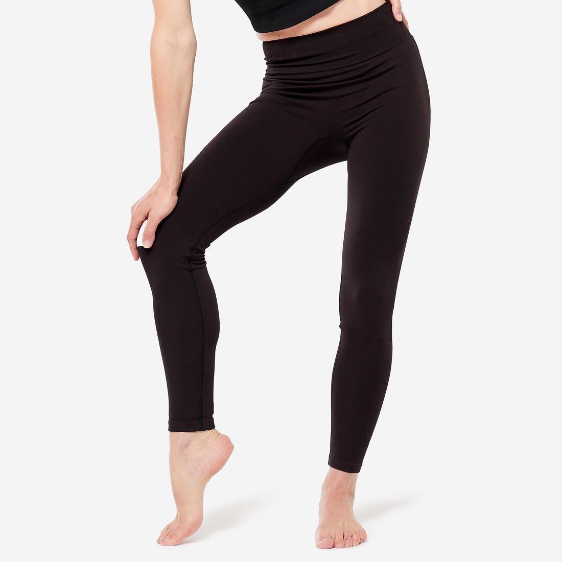 Women Long Seamless Yoga Leggings, Black, , large image number 0