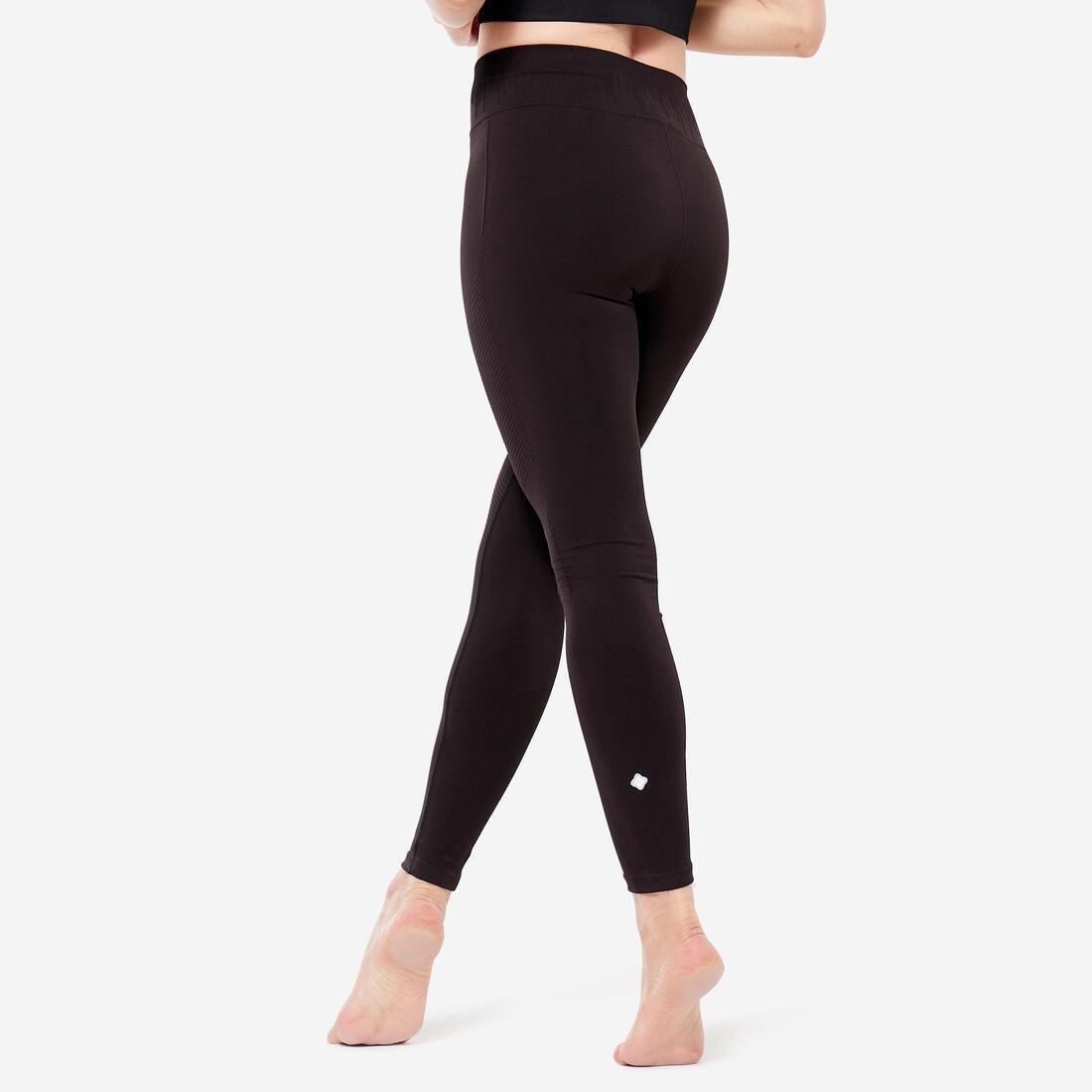 Women Long Seamless Yoga Leggings, Black, , large image number 5