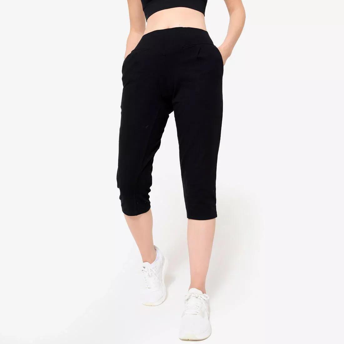Women Cropped Bottoms with Pockets, Black, No Color, large image number 0