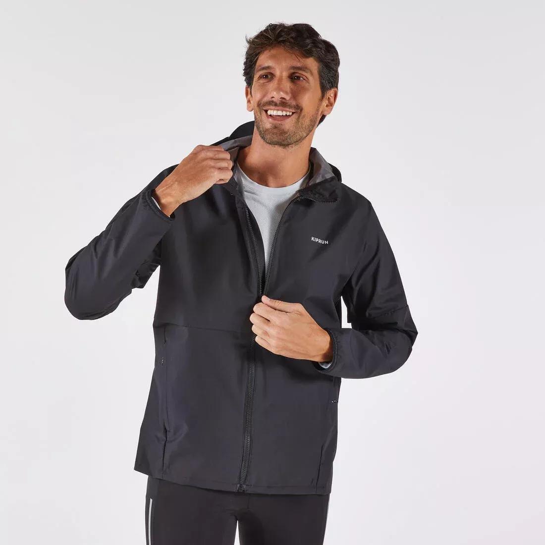 Men Waterproof Jacket - Run 100, Black, 5401_000, large image number 1