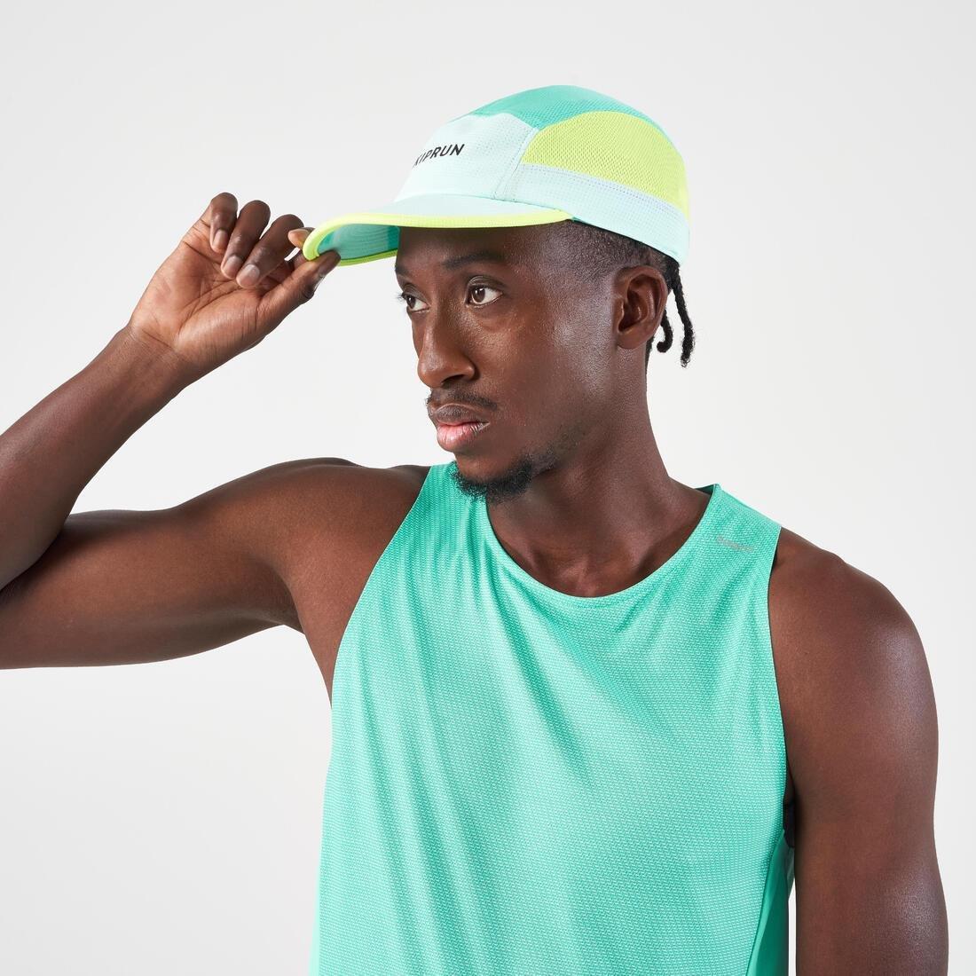 Unisex Running Cap - Kiprun 5 Panels, Green, No Color, large image number 12