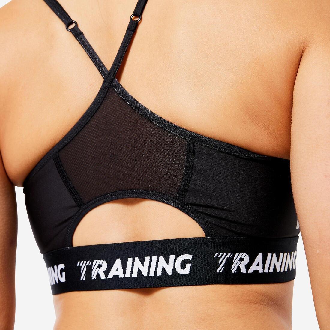 Women Light Support Thin Crossover Strap Sports Bra, Black, No Color, large image number 4
