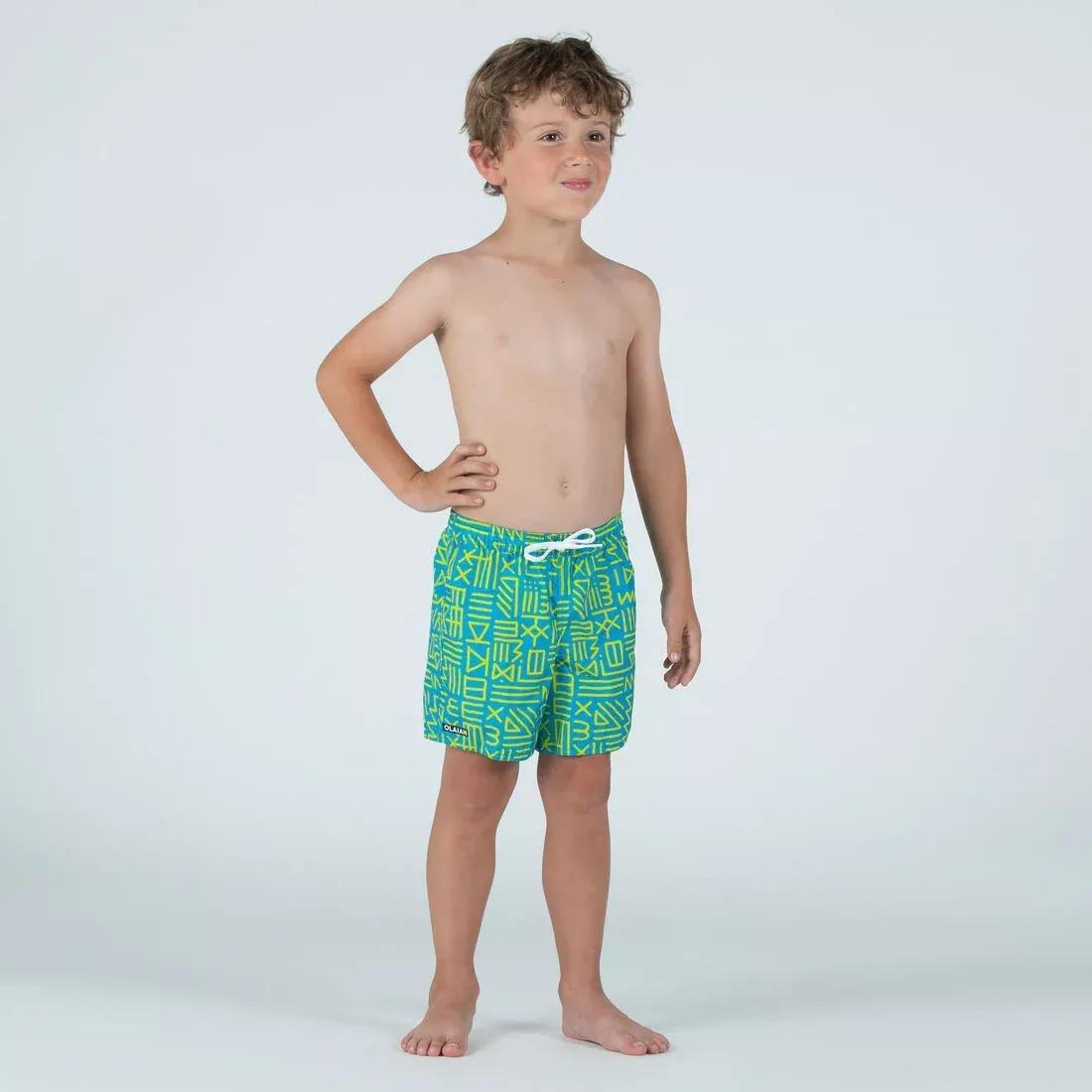Kids Boys Swim Shorts - 100 Banana, Turquoise, No Color, medium