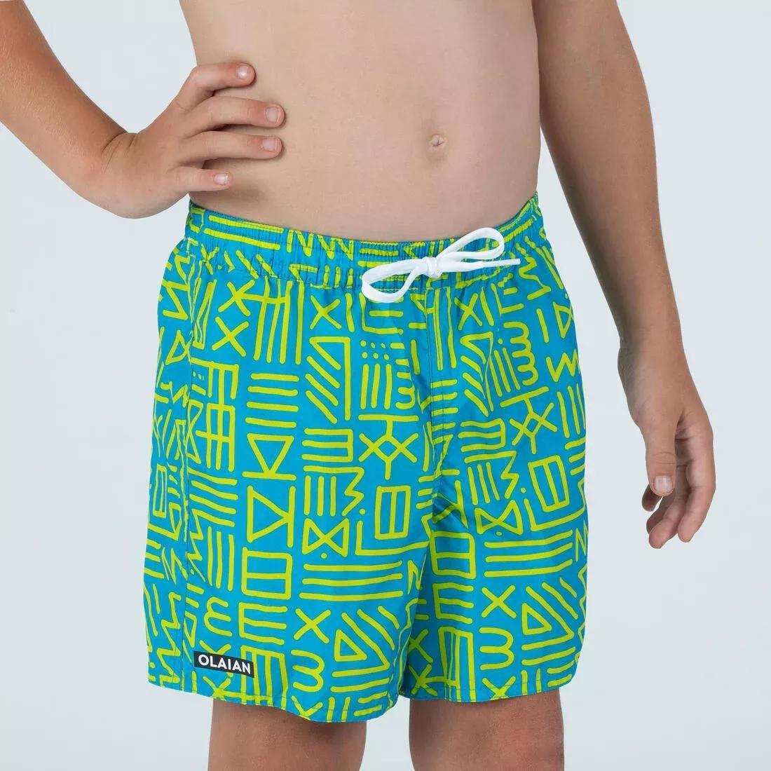 Kids Boys Swim Shorts - 100 Banana, Turquoise, , large image number 6